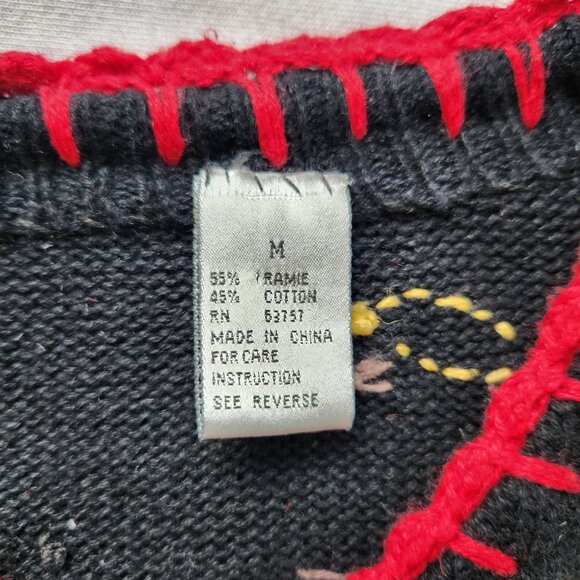 Vintage Angel Christmas Cardigan Sweater Black Red Winter Holiday Party Grandma - Picture 7 of 10